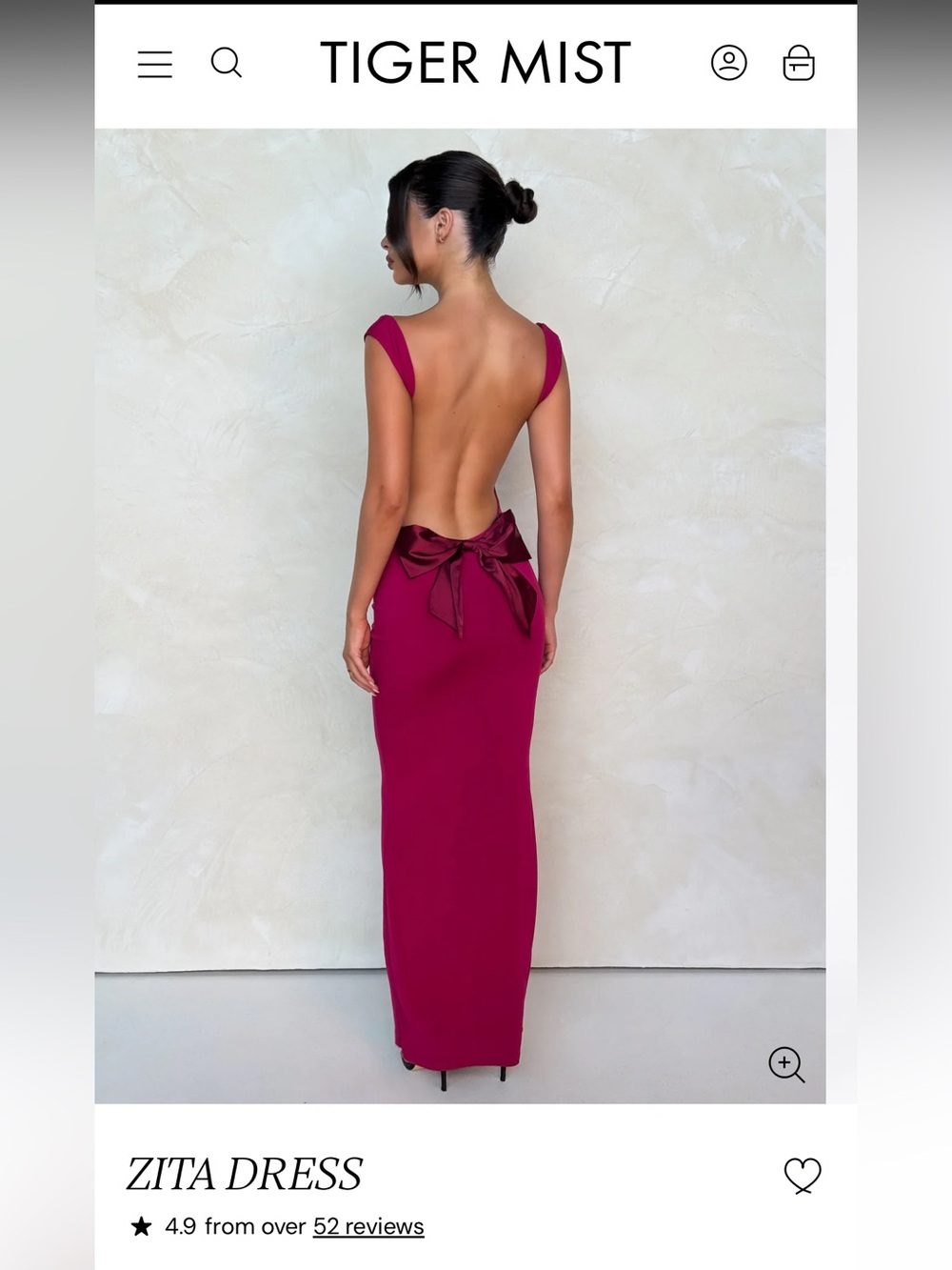 Tiger Mist Zita Backless Maxi Dress in Deep Magenta